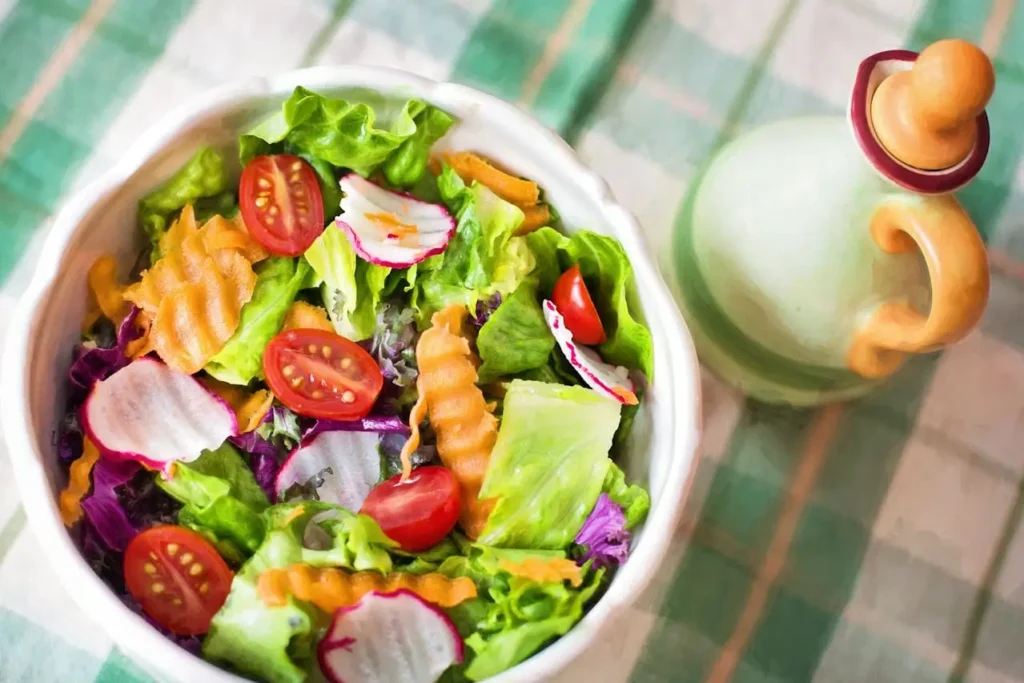 This image features a plant-based meal plan with fresh produce, grains, and legumes, representing the essence of healthy and sustainable eating.